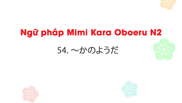Ngữ pháp Mimi Kara Oboeru N2: 54. ~かのようだ