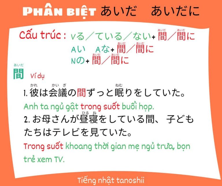 Phân biệt Ngữ Pháp 間 và 間に